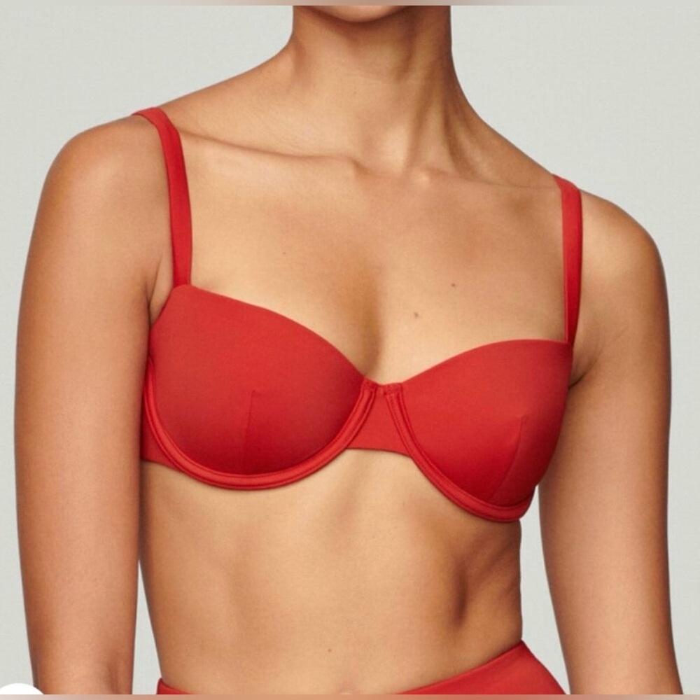 CUUP Red Underwire Balconette Bra & bottoms
